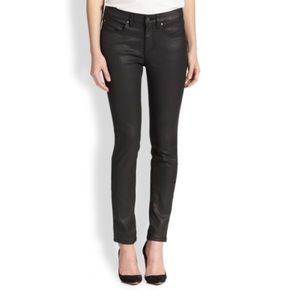 Eileen Fisher Black Coated Faux Leather Pants 6